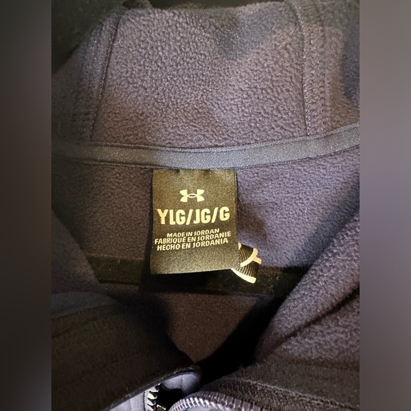 Under Armour Boys Large Fleece Lined Navy & Blue Colorblock Zip Softshell Jacket - Picture 2 of 7